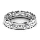 Jewelmore Gold East-West Half Bezel Emerald Cut Lab Grown Diamond Eternity Band | 14K Gold, Stone Size-0.33 | E-F Size, VS-SI Clarity | 30 Day Free Return