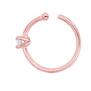 JewelMore 0.02ct Diamond Nose Ring Hoop - 14K White Gold or Yellow Gold