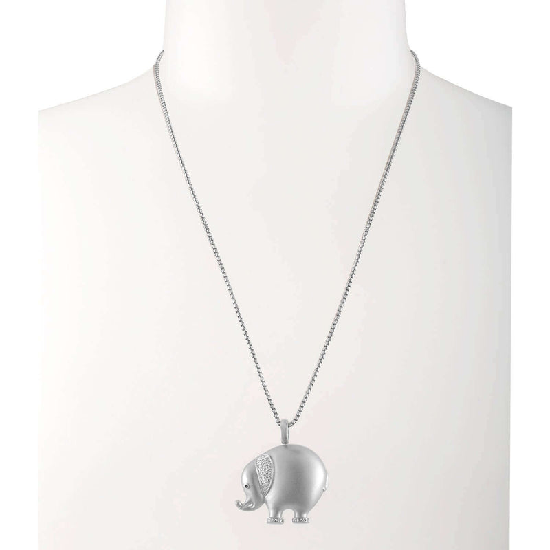 1/3cttw Pave Diamond Elephant Pendant Necklace