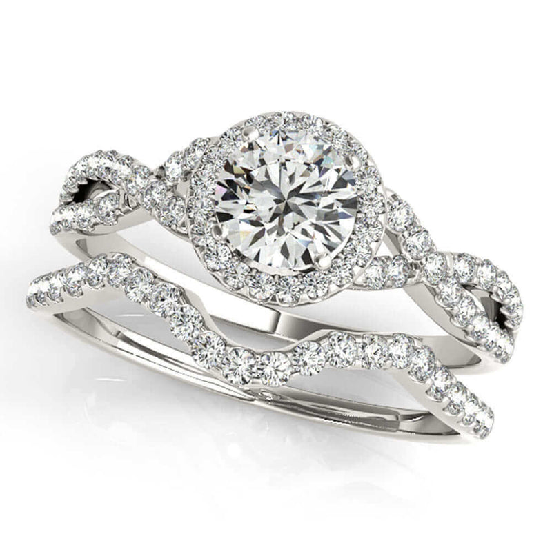 Halo Daimond Engagement Bridal Ring Set