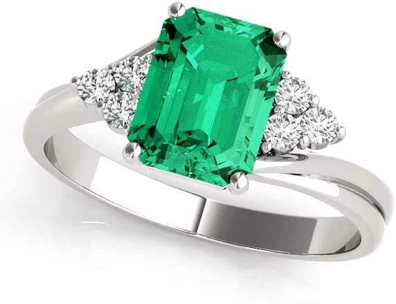 2.50 Carats Certified Lab Grown Colombian Emerald & Lab Grown Diamond