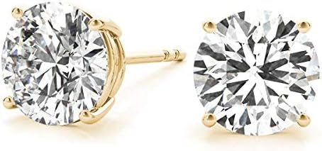 JewelMore LAB-GROWN Diamond 14K Round Cut Diamond Earrings for Women | 4 Prong Push Back Ultra Premium Collection | 1 cttw to 8 cttw Ring H-I Color, VS1-VS2 Clarity