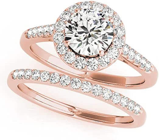Halo Round Cut Antique Diamond Bridal Ring