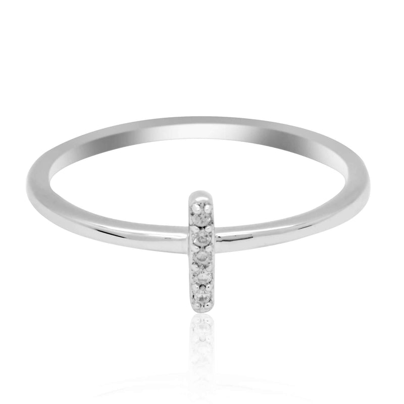 JewelMore Sterling Silver Diamond Accent stackable Initial Ring (petite), diamond ring, JewelMORE.com  - JewelMORE.com