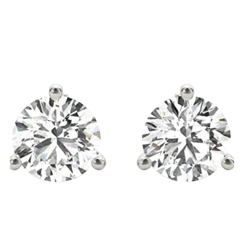 Round Push Back Prong Setting Revival Diamonds Earrings