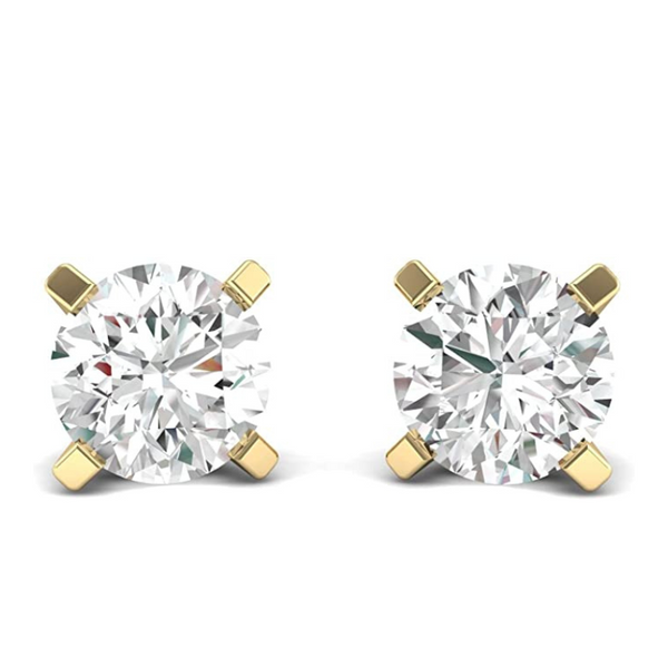 14K Gold Round-Cut Diamond Stud Earring