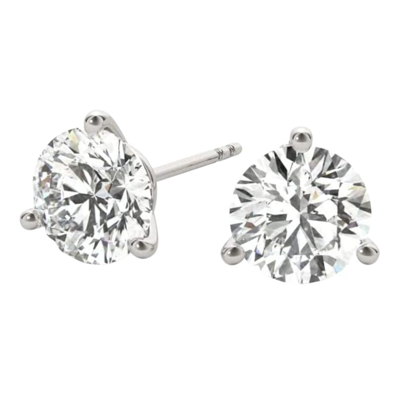 Round Push Back Prong Setting Revival Diamonds Earrings