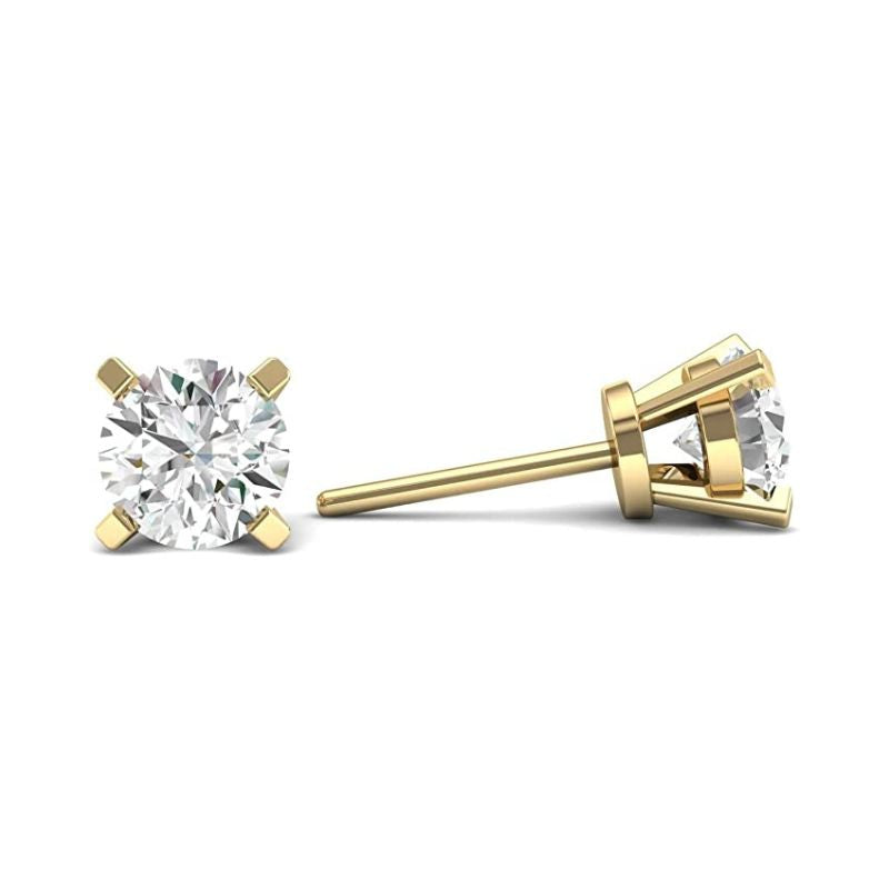 Round Natural Diamond Stud Earrings