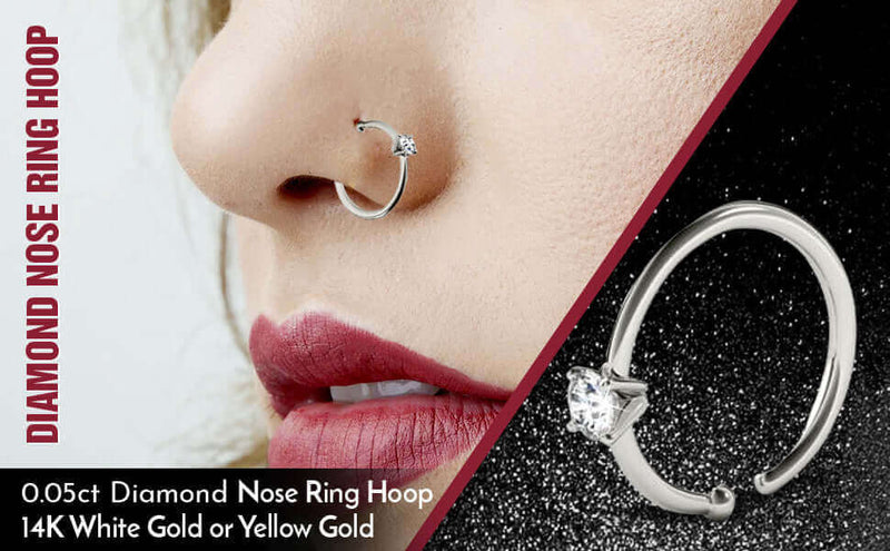 Diamond Nose Ring Hoop 