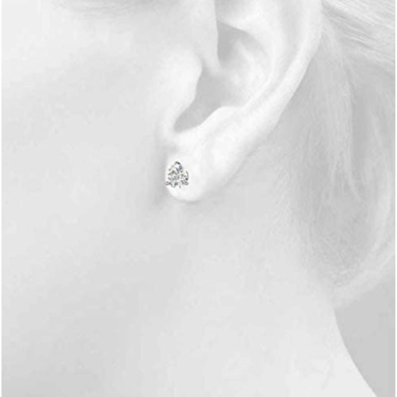 Round Push Back Prong Setting Revival Diamonds Earrings