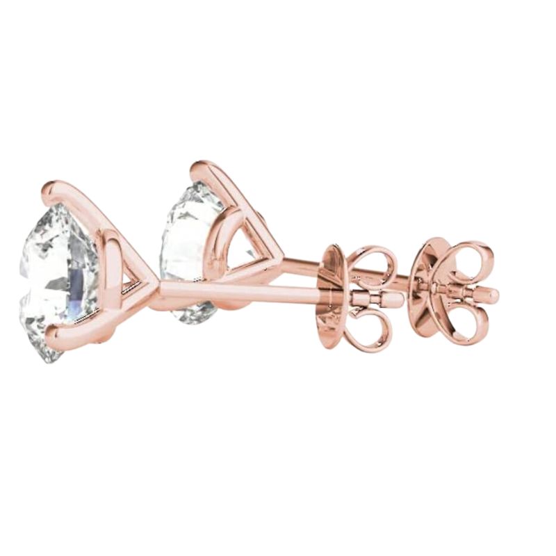Round Push Back Prong Setting Revival Diamonds Earrings