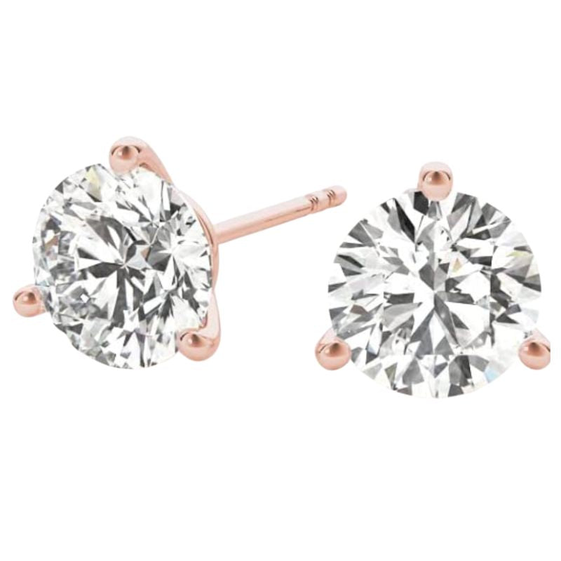 Round Push Back Prong Setting Revival Diamonds Earrings