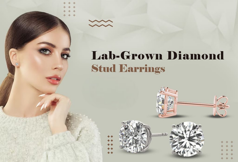 0.25 Carat - 6 Carat Lab Grown Diamond 14K White Gold Round-cut Diamond Stud Earring (F-G-H,VS2-SI1)
