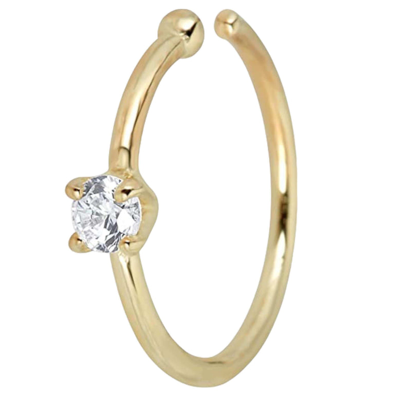 Diamond Nose Ring Hoop 