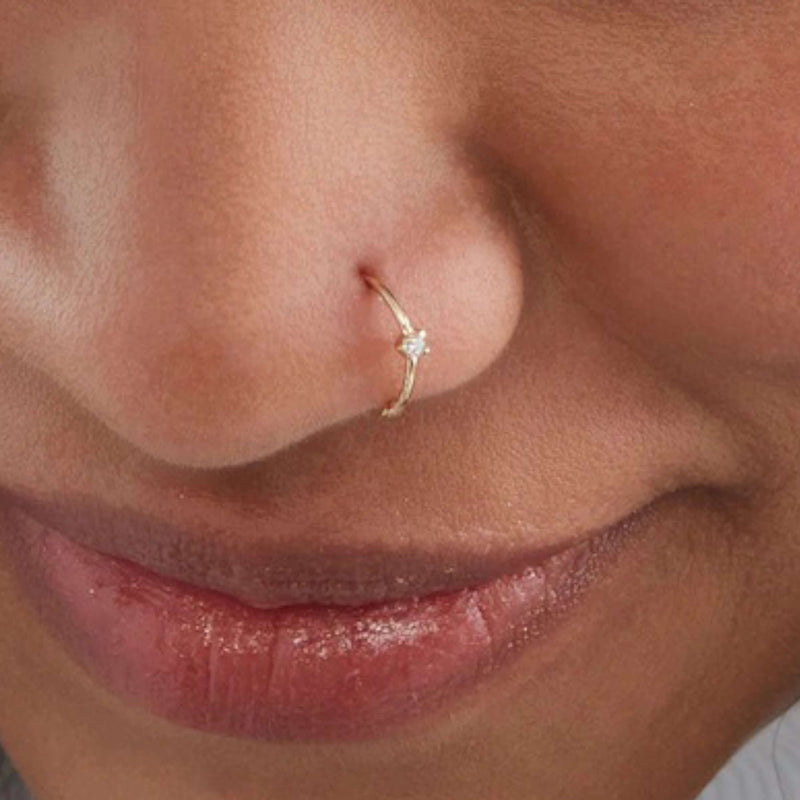 Buy White Gold Nose Ring, Solid 14K White Gold Nose Ring Hoop, 6mm 7mm 8mm  9mm 10mm Small Hoop Nose Ring, 22 Gauge 20 Gauge Continuous Hoop Online in  India - Etsy