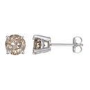 Round Cut Champagne Diamond Stud Earrings