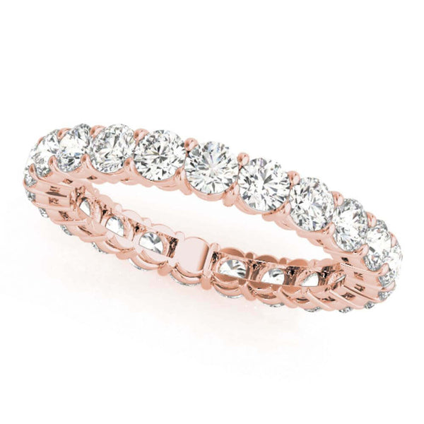 JewelMore 2 Carat - 7 Carat | Certified Round Lab Grown Diamond Eternity Ring For Women | 14K Rose Gold | G-H-SI Quality Revival Diamonds | Wedding Anniversary Band Ring