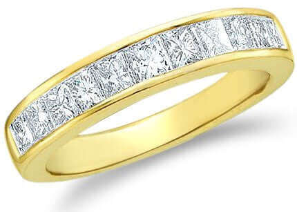3/4 CT. T.W. Princess-Cut Diamond Wedding Band in 14K White Gold, RINGS, JewelMORE.com  - JewelMORE.com