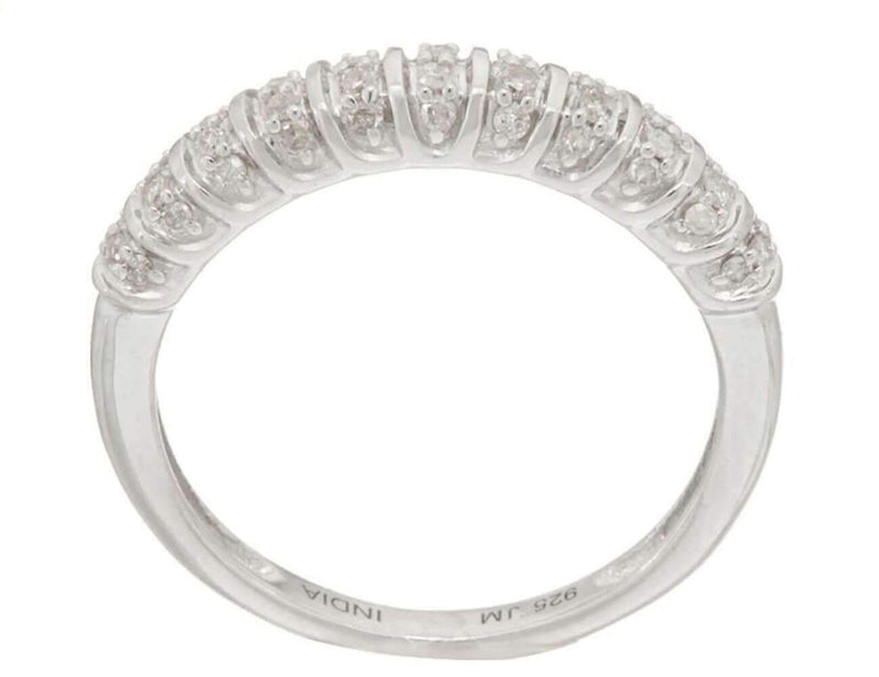 Set of 3 Pave' Band Rings, Sterling, 5/8 cttw by JewelMore, RINGS, JewelMORE.com  - JewelMORE.com