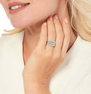 Set of 3 Pave' Band Rings, Sterling, 5/8 cttw