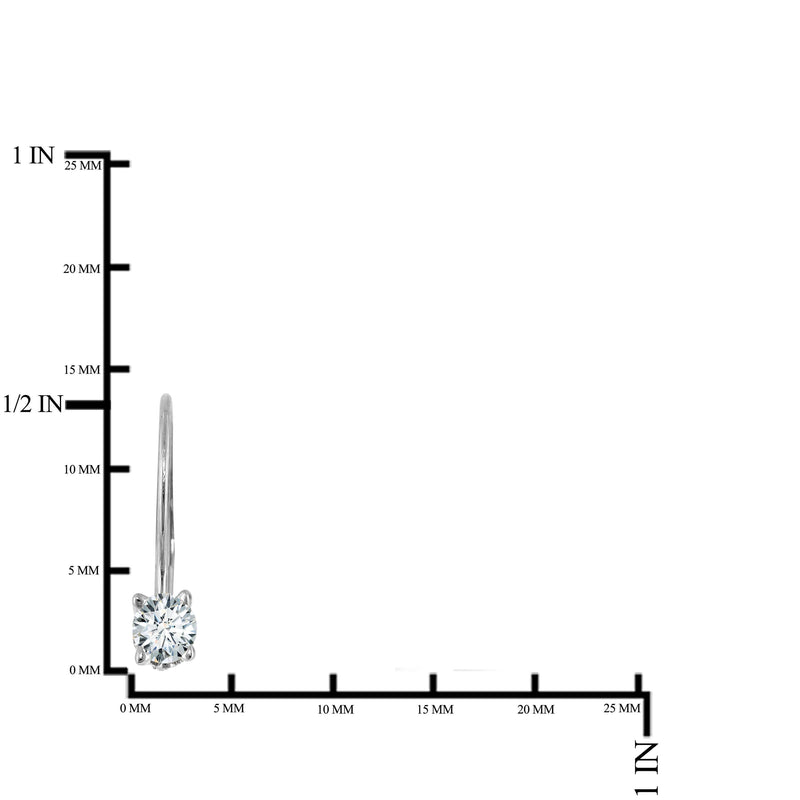 JewelMore 0.30 CTW Round White Diamond Leverback Earrings in 14K White Gold (I-J/I2-I3), EARRINGS, JewelMORE.com  - JewelMORE.com