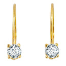 CTW Round White Diamond Leverback Earrings 