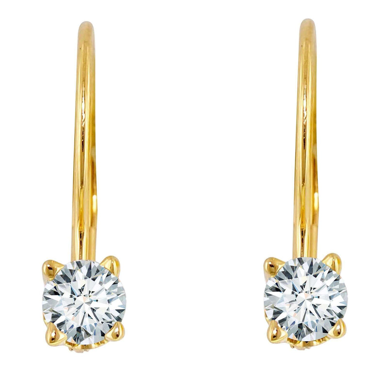 JewelMore 0.30 CTW Round White Diamond Leverback Earrings in 14K White Gold (I-J/I2-I3), EARRINGS, JewelMORE.com  - JewelMORE.com