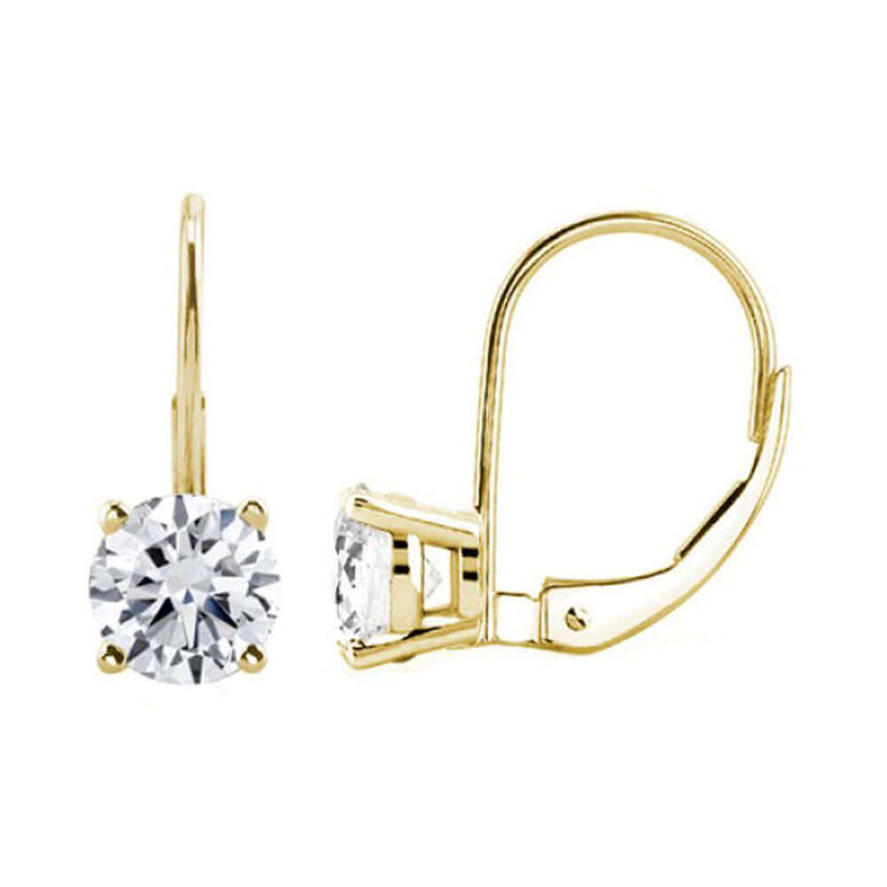JewelMore 0.30 CTW Round White Diamond Leverback Earrings in 14K White Gold (I-J/I2-I3), EARRINGS, JewelMORE.com  - JewelMORE.com