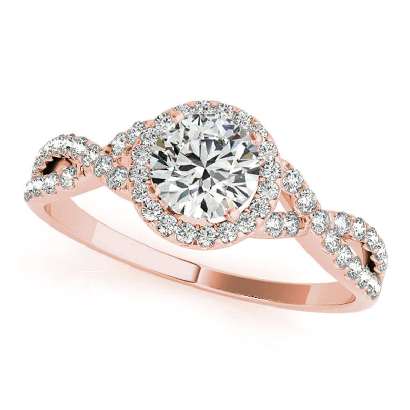 JewelMore 1/2 Carat Halo Daimond Engagement Bridal Ring Set 14K Solid Yellow Gold (I-J/I2-I3), Wedding Band Set, JewelMORE.com  - JewelMORE.com