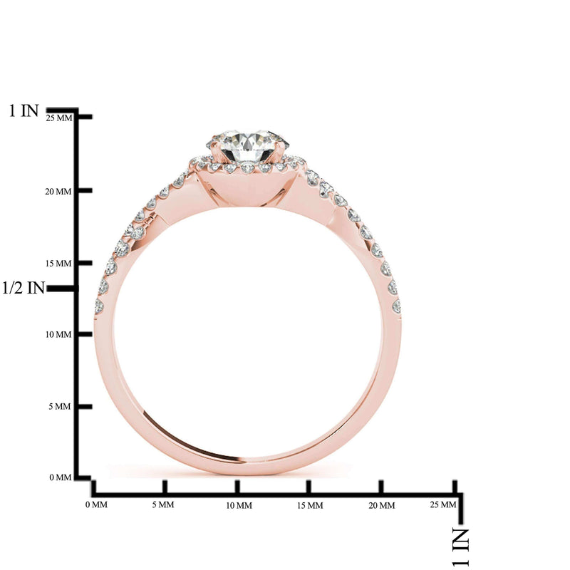 JewelMore 1/2 Carat Halo Daimond Engagement Bridal Ring Set 14K Solid Yellow Gold (I-J/I2-I3), Wedding Band Set, JewelMORE.com  - JewelMORE.com