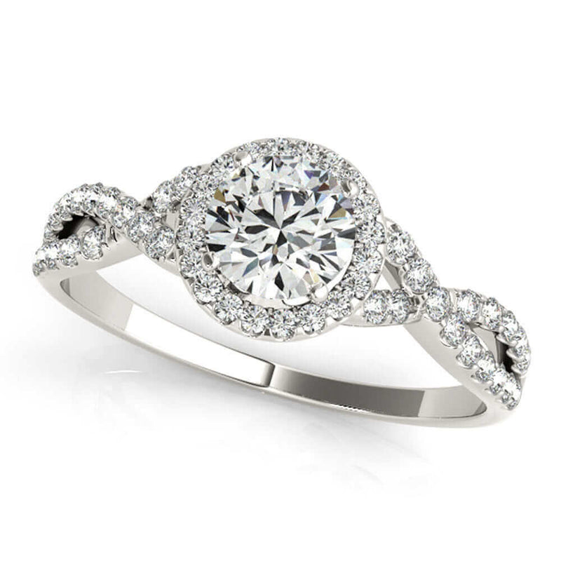 JewelMore 1/2 Carat Halo Daimond Engagement Bridal Ring Set 14K Solid Yellow Gold (I-J/I2-I3), Wedding Band Set, JewelMORE.com  - JewelMORE.com