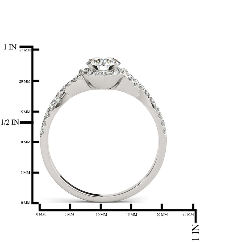 JewelMore 1/2 Carat Halo Daimond Engagement Bridal Ring Set 14K Solid Yellow Gold (I-J/I2-I3), Wedding Band Set, JewelMORE.com  - JewelMORE.com