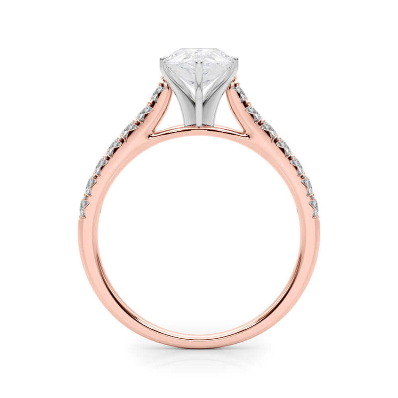 JewelMore 2 Carat Pear Shape and Round Lab Grown Diamond Engagement Ring for Women| 14K Gold | 1.70 Carat Center stone | F-G Color, VS-SI Clarity | Beautiful Set | 30 Day Free Return