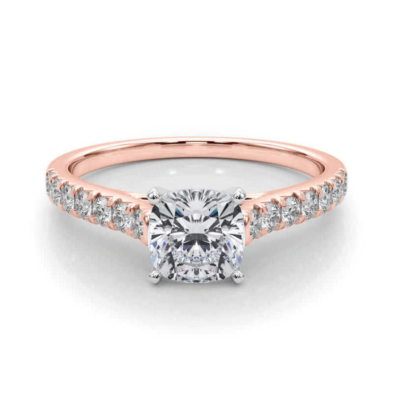 JewelMore 2 Carat CUSHION Lab Grown Diamond Engagement Ring for Women | 14K Gold | 1.70 Carat Center stone |F-G Color, VS-SI Clarity | Fine Collection | 30 Day Free Return