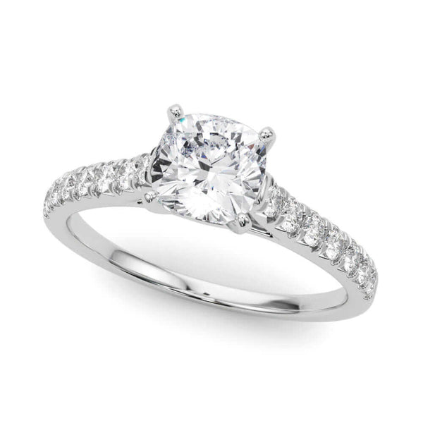 JewelMore 2 Carat CUSHION Lab Grown Diamond Engagement Ring for Women | 14K Gold | 1.70 Carat Center stone |F-G Color, VS-SI Clarity | Fine Collection | 30 Day Free Return