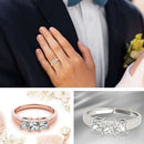 JewelMore 1 Carat and 2 Carat 3 stones Princess Lab Grown Diamond Engagement Ring for Women | 14K Gold | F-G Color, VS-SI Clarity | Beautiful Set | 30 Day Free Return