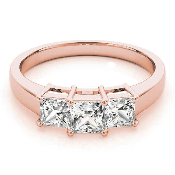 3 stones Princess Lab Grown Diamond Engagement Ring