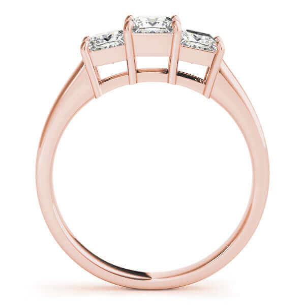 3 stones Princess Lab Grown Diamond Engagement Ring