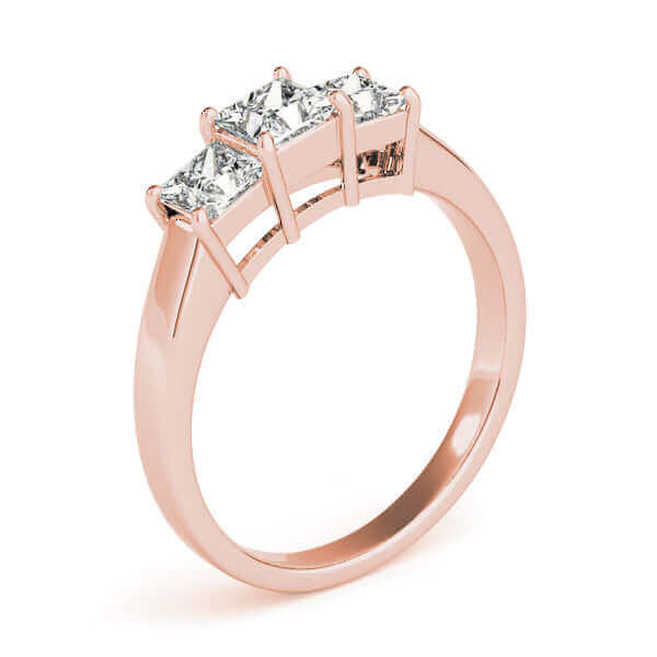 3 stones Princess Lab Grown Diamond Engagement Ring