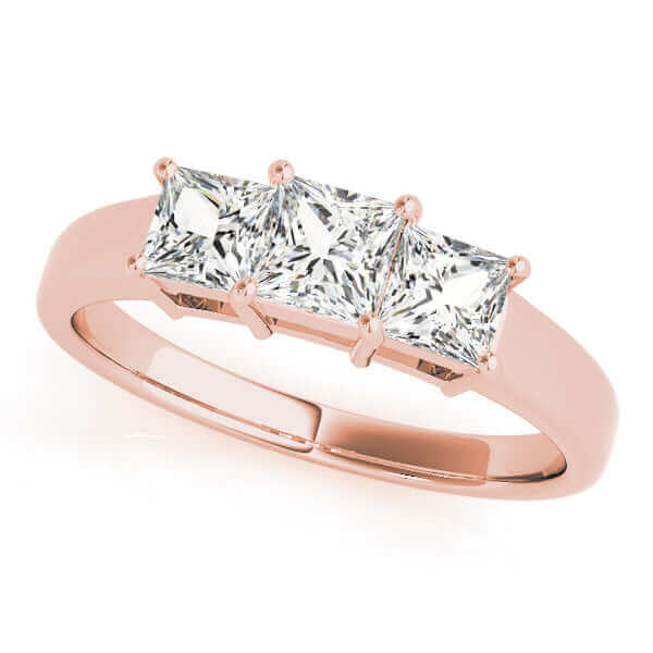 3 stones Princess Lab Grown Diamond Engagement Ring