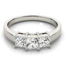 3 stones Princess Lab Grown Diamond Engagement Ring