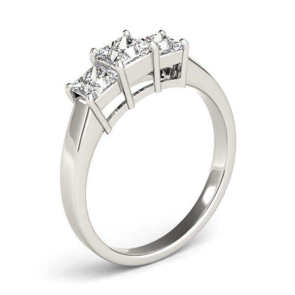 3 stones Princess Lab Grown Diamond Engagement Ring