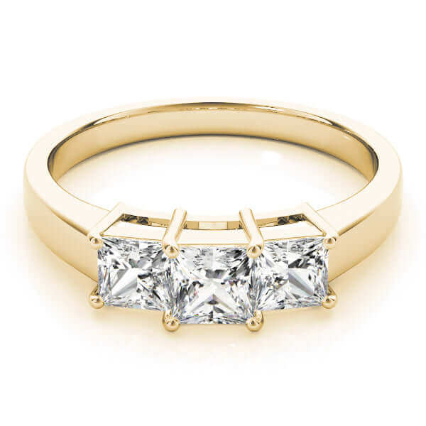 JewelMore 1 Carat and 2 Carat 3 stones Princess Lab Grown Diamond Engagement Ring for Women | 14K Gold | F-G Color, VS-SI Clarity | Beautiful Set | 30 Day Free Return