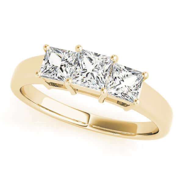 3 stones Princess Lab Grown Diamond Engagement Ring