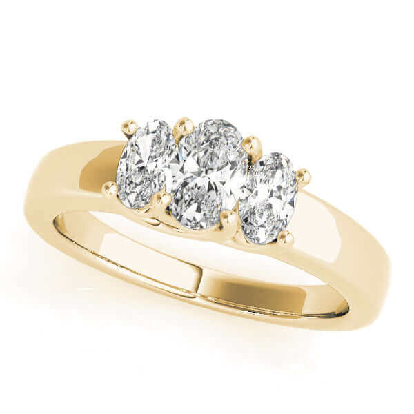 3 stones Oval Lab Grown Diamond Engagement Ring for Women 