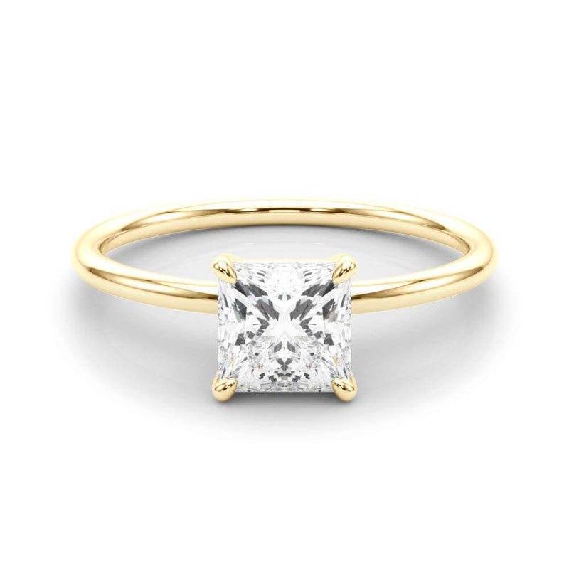 JewelMore 1 Carat to 3 Carat Solitaire Princess Lab Grown Diamond Graduated Engagement Ring for Women | 14K Gold | F-G Color, VS-SI Clarity | Luxury Collection | 30 Day Free Return