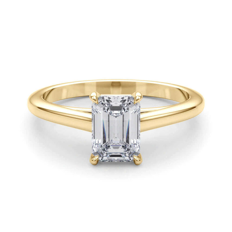 JewelMore 1 Carat to 3 Carat Emerald Cut Lab Grown Diamond Graduated Engagement Ring for Women | 14K Gold | Emerald Cut Diamond Ring | F-G Color, VS-SI Clarity | Splendid Design | 30 Day Free Return