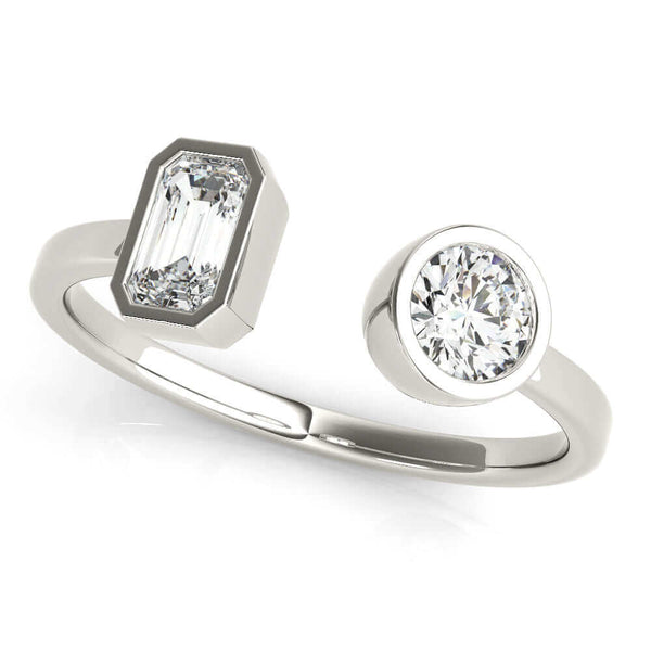 JewelMore 0.5 Carat Round and Emerald Cut Lab Grown Diamond Graduated Engagement Ring for Women| 14K Gold |F-G Color, VS-SI Clarity | Extra Ordinary Design | 30 Day Free Return