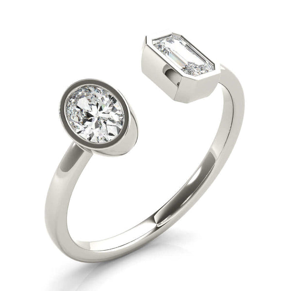 JewelMore 0.5 Carat Oval and Emerald Cut Lab Grown Diamond Graduated Engagement Ring for Women| 14K Gold |F-G Color, VS-SI Clarity | Excellent Choice | 30 Day Free Return