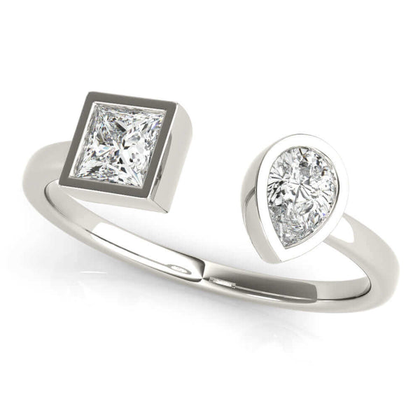 JewelMore 0.5 Carat Princess and Pear Shape Lab Grown Diamond Graduated Engagement Ring for Women| 14K Gold | F-G Color, VS-SI Clarity | Eye Catching Design | 30 Day Free Return